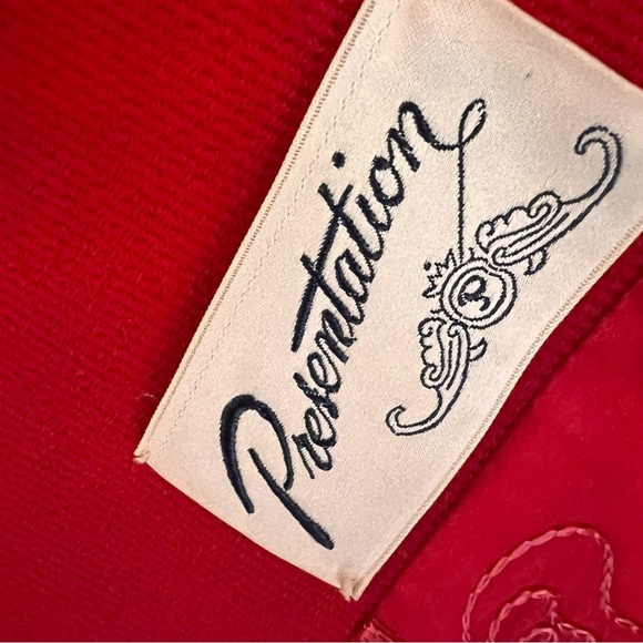 RARE!! VTG 1960s Red Wool Princess Coat S-M Double Breasted Persian Lamb Trim - Picture 10 of 16